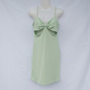 2/25 Streetwear Society Pastel Green Mini Slip Dress rib Cut Outs Size M